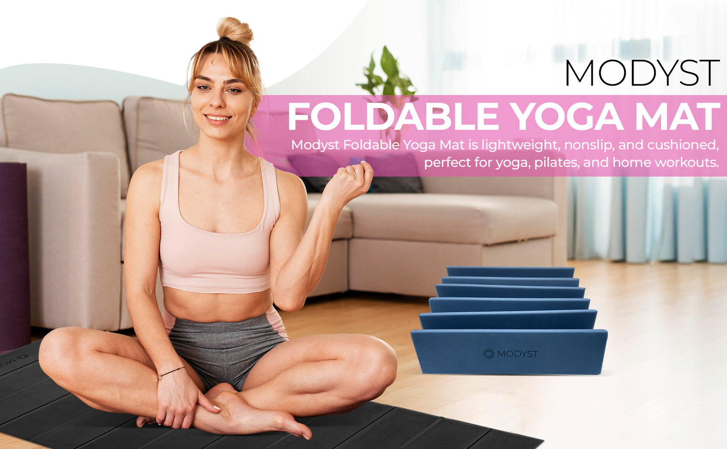 Black Folding Yoga Mat