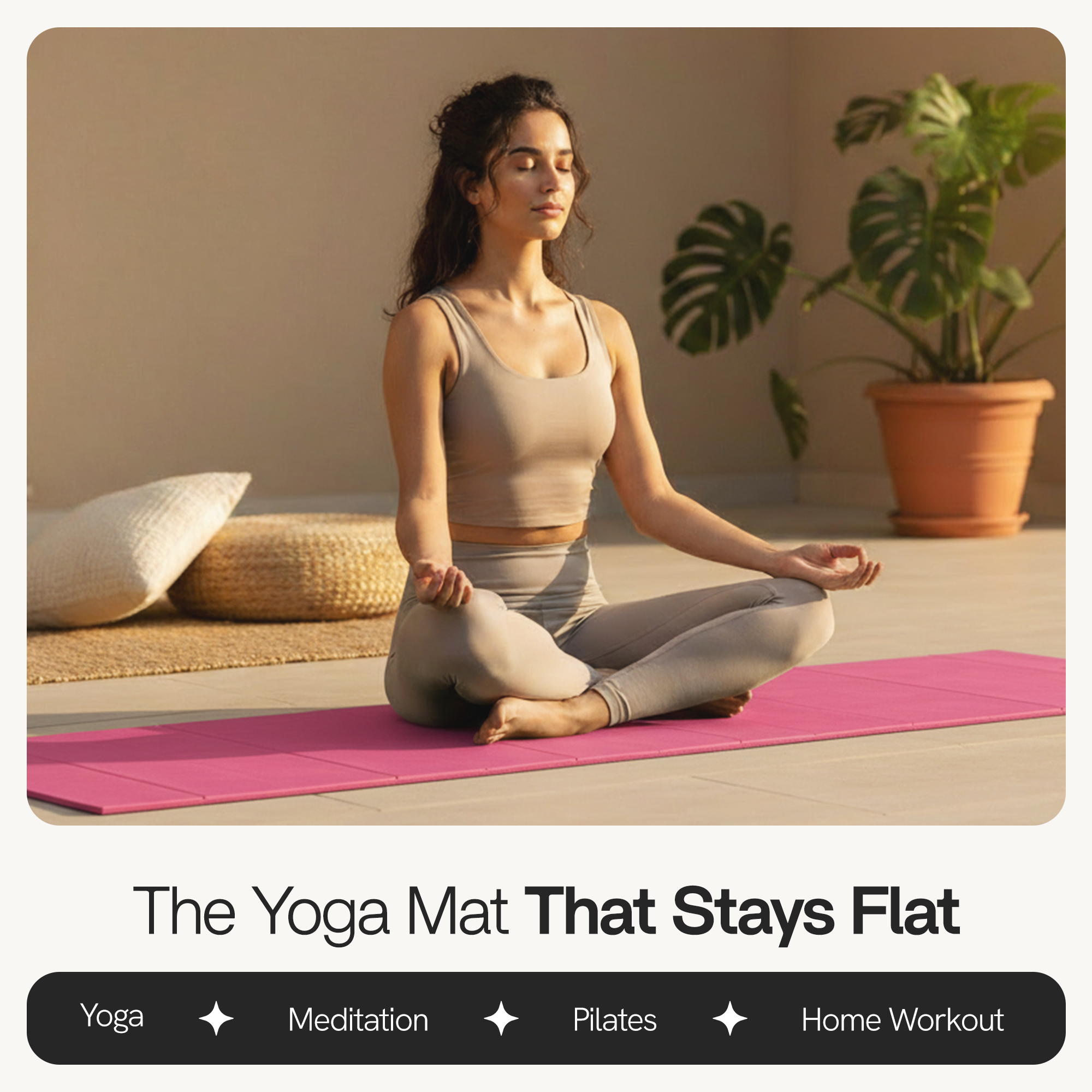 Pink Folding Yoga Mat