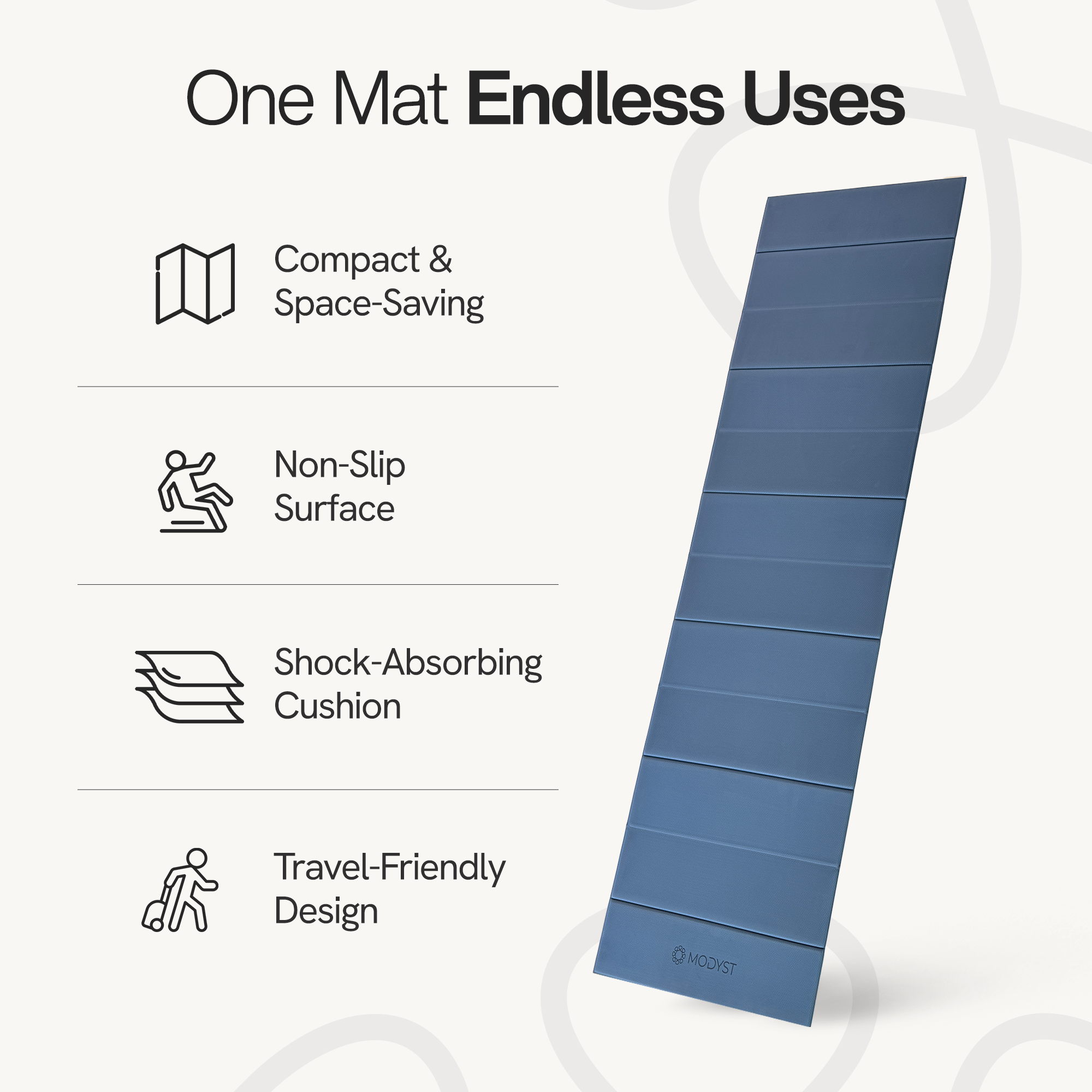 Blue Folding Yoga Mat