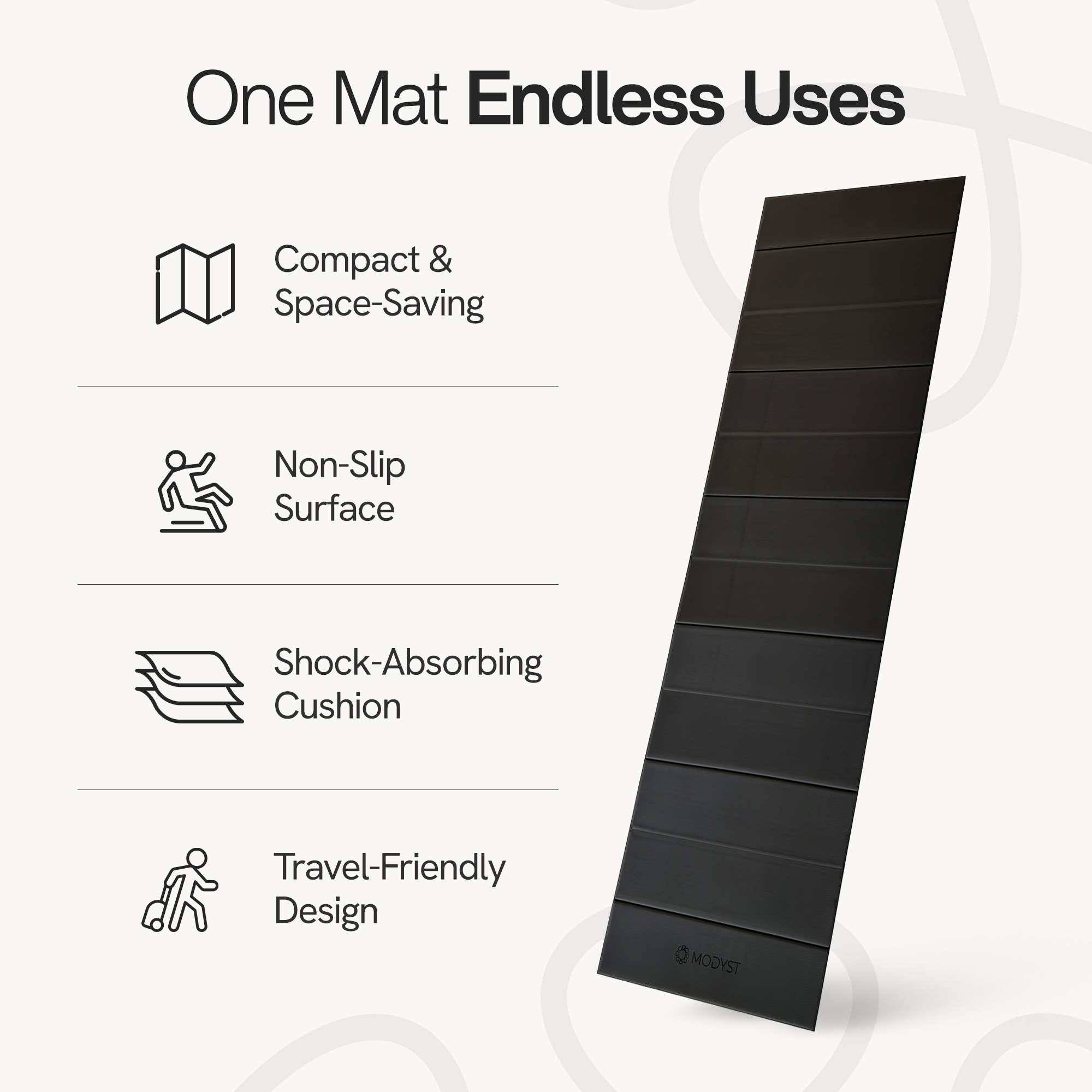 Black Folding Yoga Mat