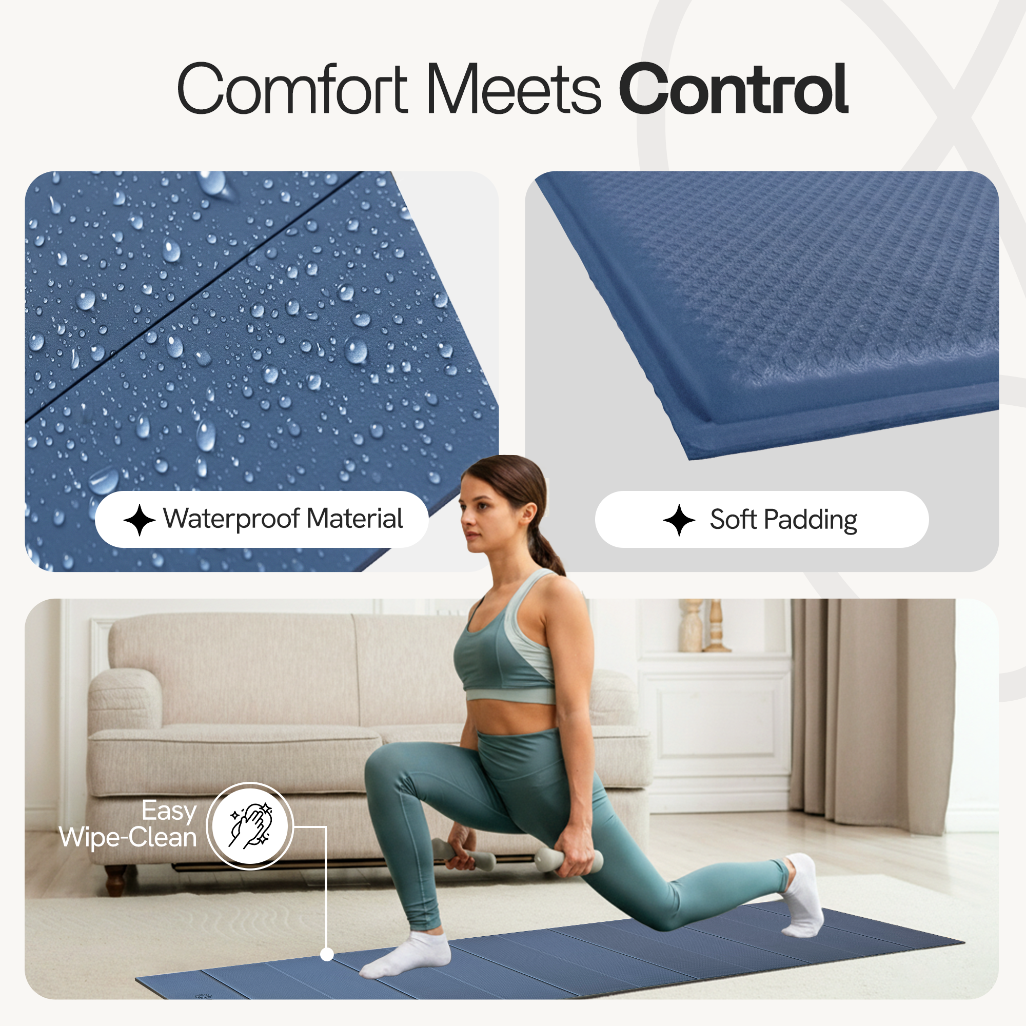 Blue Folding Yoga Mat