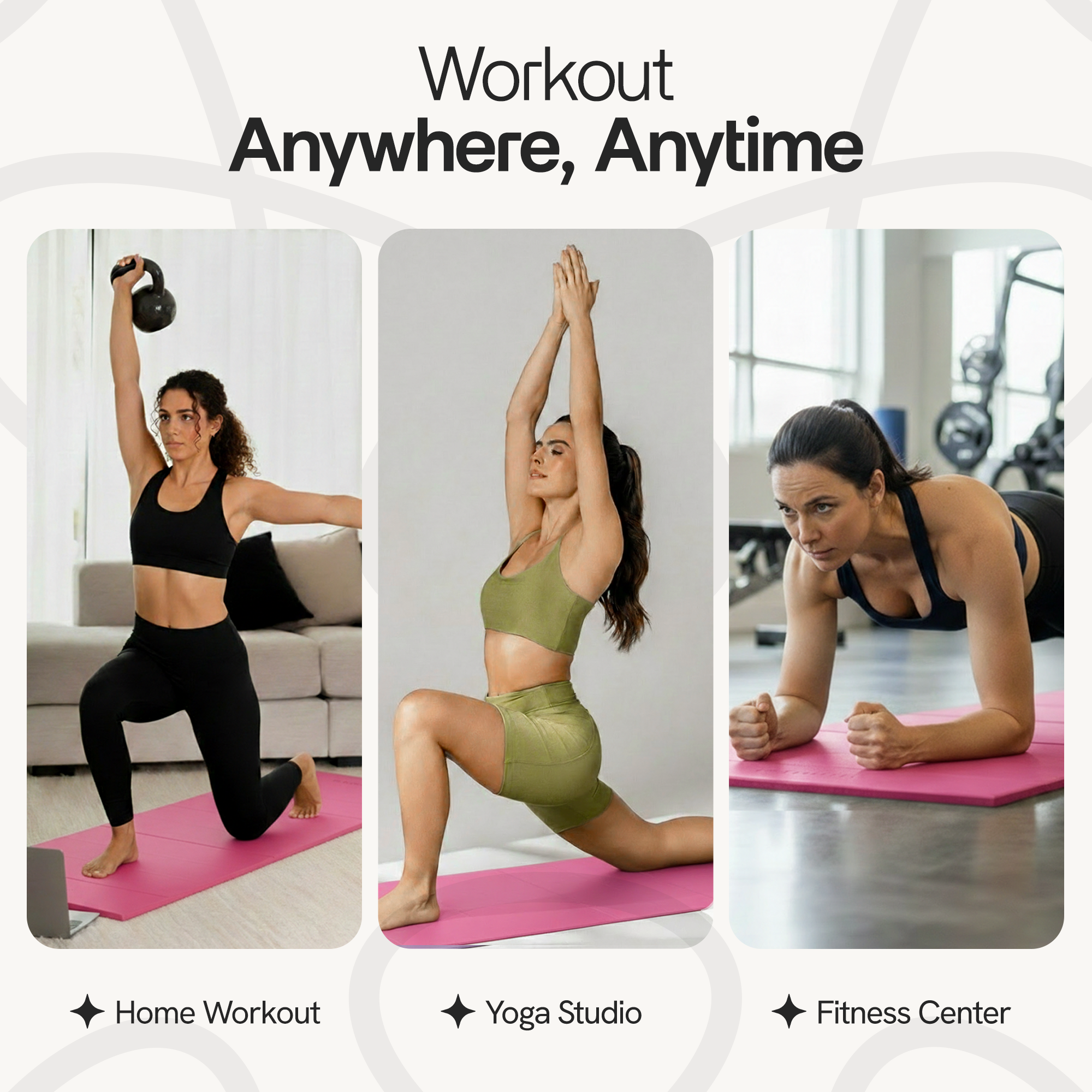 Pink Folding Yoga Mat