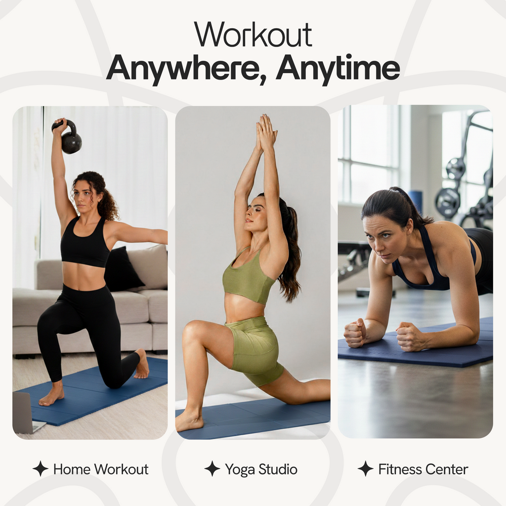 Blue Folding Yoga Mat