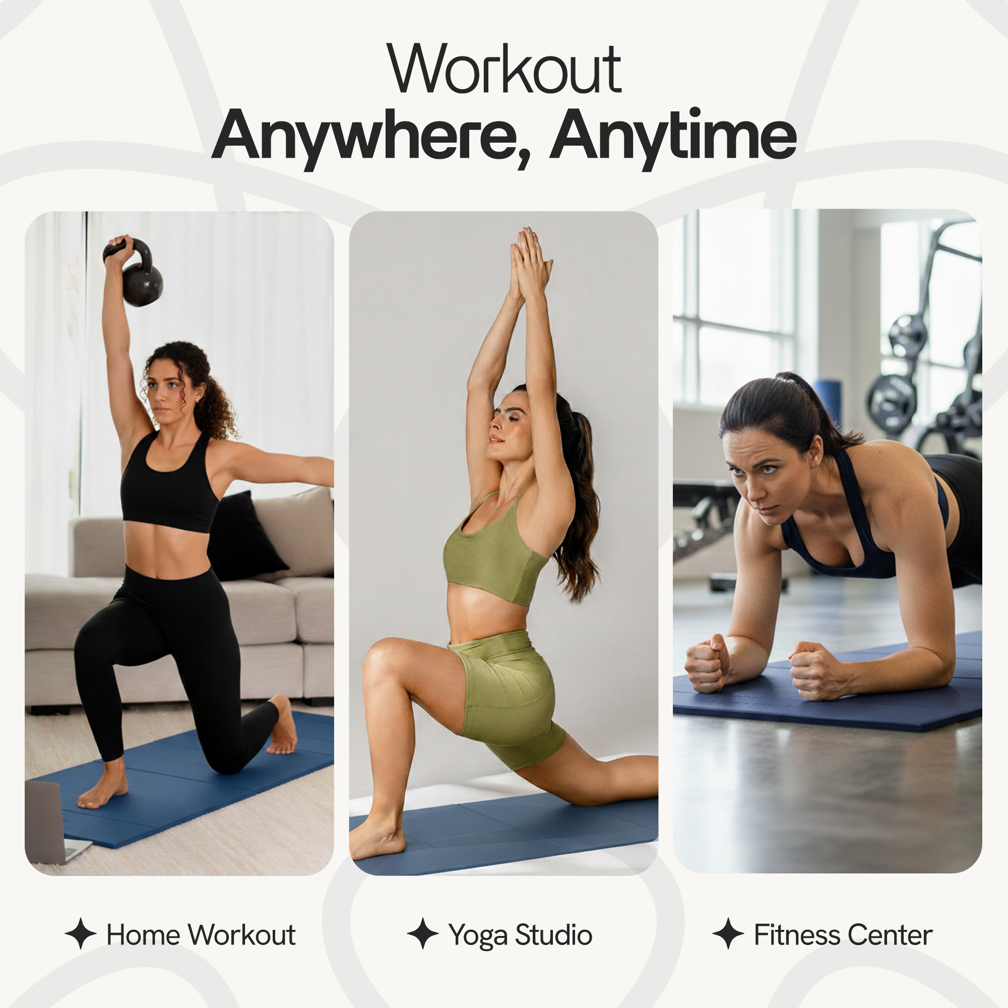 Blue Folding Yoga Mat