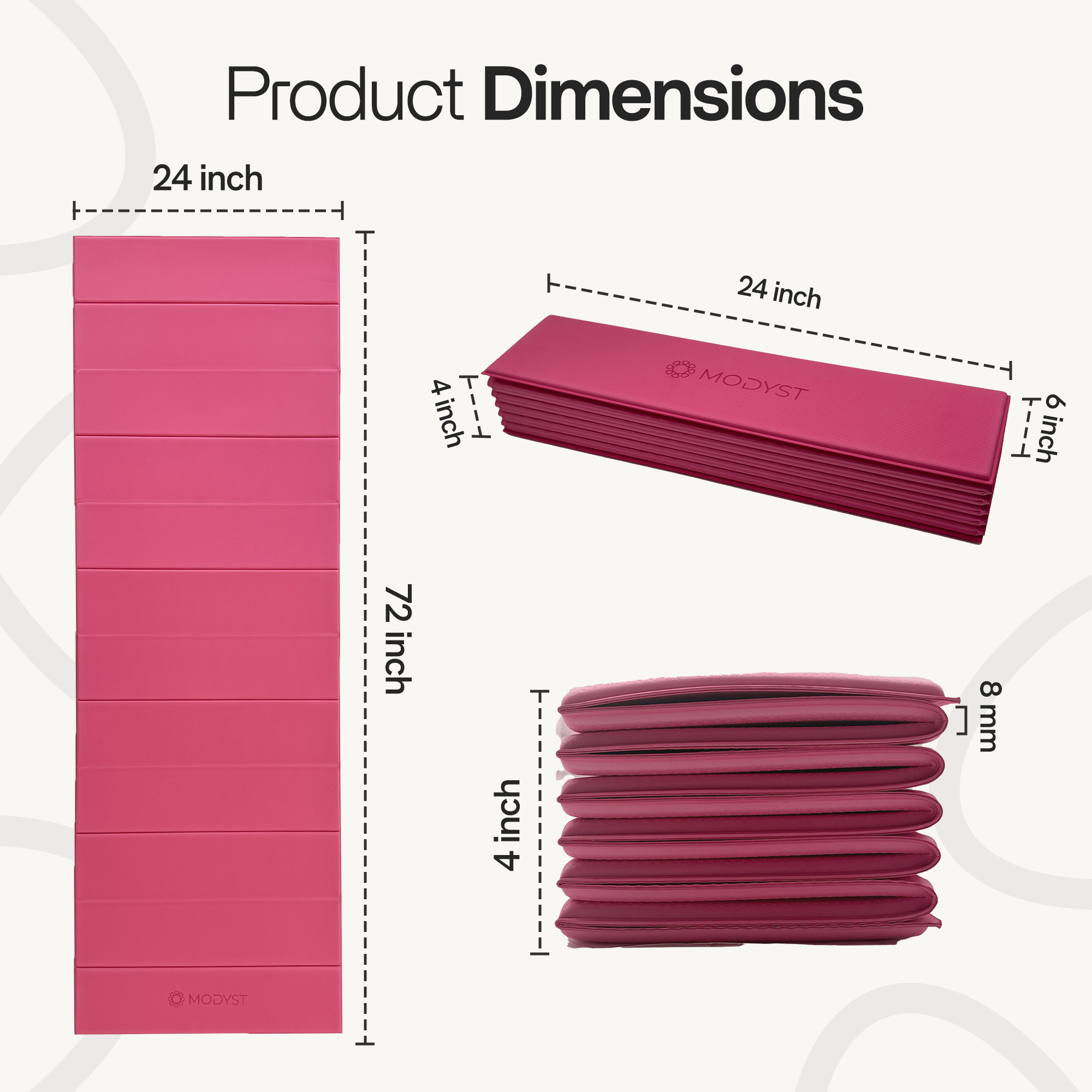 Pink Folding Yoga Mat