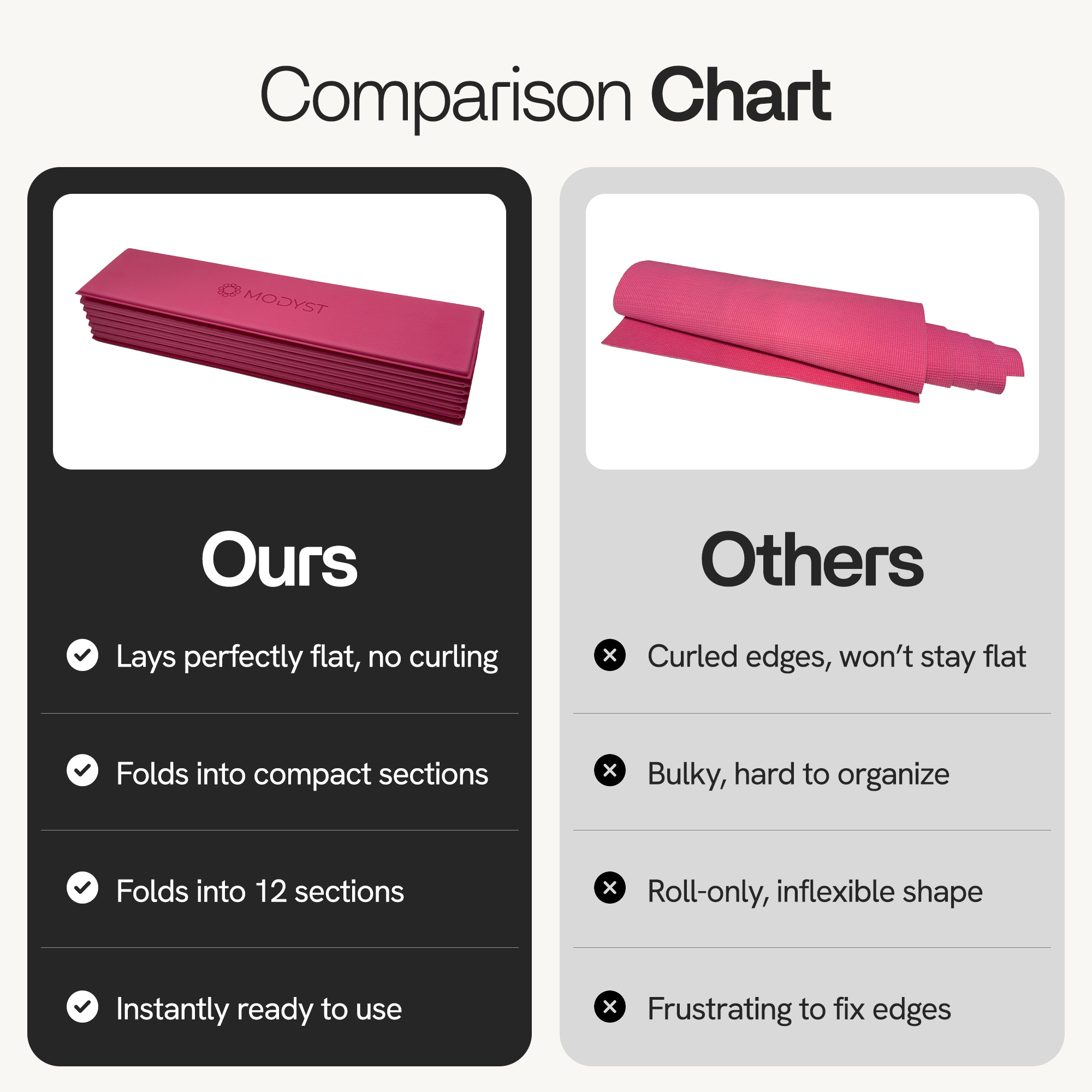 Pink Folding Yoga Mat