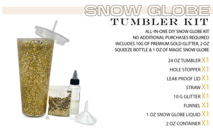 Ultimate DIY Snow Globe Kit - 24oz Tumbler, Glitter, Liquid, and More!